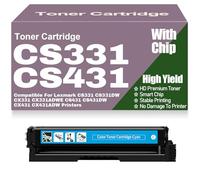 Cartouches de Toner CX331 CX431 CS331 CS431 avec Puce 20N20C0 20N20K0 20N20M0 20N20Y0 compatibles pour Lexmark CS331 CS331DW CX331 CX331ADWE CS431 CS431DW CX431 CX431ADW,Cyan-CS331