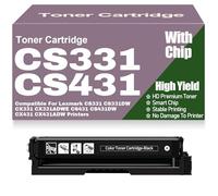 Cartouches de Toner CX331 CX431 CS331 CS431 avec Puce 20N20C0 20N20K0 20N20M0 20N20Y0 compatibles pour Lexmark CS331 CS331DW CX331 CX331ADWE CS431 CS431DW CX431 CX431ADW,Black-CS331