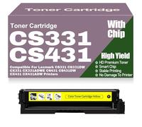 Cartouches de Toner CX331 CX431 CS331 CS431 avec Puce 20N20C0 20N20K0 20N20M0 20N20Y0 compatibles pour Lexmark CS331 CS331DW CX331 CX331ADWE CS431 CS431DW CX431 CX431ADW,Yellow-CS331