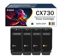 Cartouches de Toner CX730 Premium à Haute capacité avec Puce pour imprimantes Multifonctions Lexmark séries CS730de, CS735de, CX730de, CX735adse et CX737adzse (Produits de Bureau),4Color-Low Yield