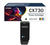 Cartouches de Toner CX730 Premium à Haute capacité avec Puce pour imprimantes Multifonctions Lexmark séries CS730de, CS735de, CX730de, CX735adse et CX737adzse (Produits de Bureau),Cyan-Low Yield