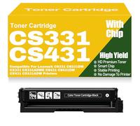 Cartouches de Toner Haute capacité compatibles 20N20C0 20N20K0 20N20M0 20N20Y0 pour Lexmark CS331 CS331DW CX331 CX331ADWE CS431 CS431DW CX431 CX431ADW Imprimantes avec Puce,Black-CS331