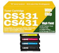 Cartouches de Toner Haute capacité compatibles 20N20C0 20N20K0 20N20M0 20N20Y0 pour Lexmark CS331 CS331DW CX331 CX331ADWE CS431 CS431DW CX431 CX431ADW Imprimantes avec Puce,4Pack-CS331