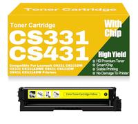 Cartouches de Toner Haute capacité compatibles 20N20C0 20N20K0 20N20M0 20N20Y0 pour Lexmark CS331 CS331DW CX331 CX331ADWE CS431 CS431DW CX431 CX431ADW Imprimantes avec Puce,Yellow-CS331