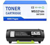 Cartouches De Toner Haute Capacité MS321dn pour Toner Lexmark 56F2000 56F2H00 Compatibles avec Imprimantes MS321 MS421 MS521 MS621 MS622 MX321 MX421 MX521 MX522 MX622,Black-6000 Pages