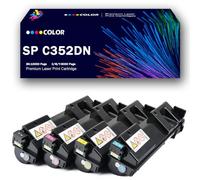 Cartouches de toner haute capacité SP C352DN avec puce intégrée, compatibles avec les imprimantes multifonctions Ricoh SP C352, SP C352DN et SPC352, et dotées d'une protection anti-pollution,4Color-1P