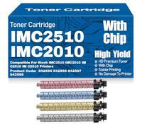 Cartouches de toner IM C2510 C2010 IMC2510 IMC2010 Compatibles Cartouche de toner 842565, 842566, 842567, 842568 Grand rendement Pour Ricoh IMC2510 IMC2010 IM C2510 IM C2010,4Pack-IM C2510 C2010