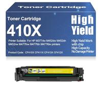 Cartouches de Toner M377dw et M452dw Compatibles 410X, CF410X, CF411X, CF413X, CF412X Toner Haute capacité pour HP M452dn, M452nw M477fnw, M477fdn, M477fdw avec Puce,Yellow-410X