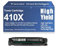 Cartouches de Toner M377dw et M452dw Compatibles 410X, CF410X, CF411X, CF413X, CF412X Toner Haute capacité pour HP M452dn, M452nw M477fnw, M477fdn, M477fdw avec Puce,Black-410X