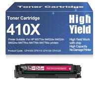 Cartouches de Toner M377dw et M452dw Compatibles 410X, CF410X, CF411X, CF413X, CF412X Toner Haute capacité pour HP M452dn, M452nw M477fnw, M477fdn, M477fdw avec Puce,Magenta-410X