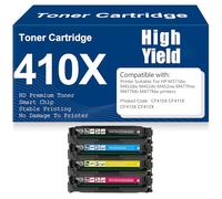 Cartouches de Toner Noir, Cyan, Jaune et Magenta 410X Compatibles CF410X CF411X CF413X CF412X Toner pour HP M377dw M452dw M452dn M452nw M477fnw M477fdn M477fdw avec Puce,4Pack-410X