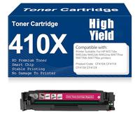 Cartouches de Toner Noir, Cyan, Jaune et Magenta 410X Compatibles CF410X CF411X CF413X CF412X Toner pour HP M377dw M452dw M452dn M452nw M477fnw M477fdn M477fdw avec Puce,Magenta-410X