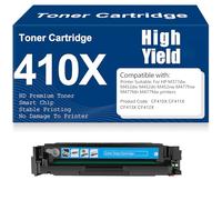 Cartouches de Toner Noir, Cyan, Jaune et Magenta 410X Compatibles CF410X CF411X CF413X CF412X Toner pour HP M377dw M452dw M452dn M452nw M477fnw M477fdn M477fdw avec Puce,Cyan-410X