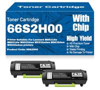 Cartouches de Toner Noir Haute capacité MS632dwe compatibles 66S2H00 avec Puce pour Lexmark MS531dw MS631dw MS632dwe MX532adwe MX632adwe Imprimantes,66S2H00-2PC