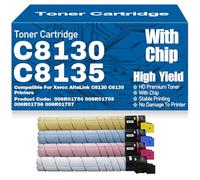 Cartouches de Toner Noir, Jaune, Magenta et Cyan compatibles 006R01754, 006R01755, 006R01756, 006R01757, Haute capacité, pour Xerox AltaLink C8130 et C8135 Imprimantes,4Pack-C8130 C8135