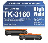 Cartouches de Toner Noir TK-3160 Compatibles pour Kyocera ECOSYS P3045dn, P3145dn, M3145idn, M3645idn Imprimantes avec Puce Haute capacité,TK 3160-2PC