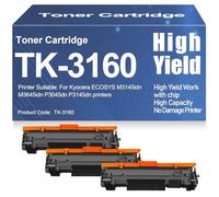 Cartouches de Toner Noir TK-3160 Compatibles pour Kyocera ECOSYS P3045dn, P3145dn, M3145idn, M3645idn Imprimantes avec Puce Haute capacité,TK 3160-3PC
