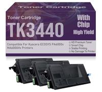 Cartouches de Toner Noir TK-3440 compatibles, Haut rendement et Grande capacité, pour Kyocera ECOSYS PA6000x MA6000ifx Imprimantes avec Puce,TK3440-3PC