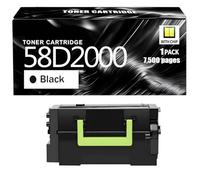 Cartouches de Toner Noires Compatibles 58D2000, 58D2H00, 58D2X00, 58D2U00 avec Puce - Remplacement pour Lexmark MS823, MS825, MX822, MS725, MX725, MS826, MX826