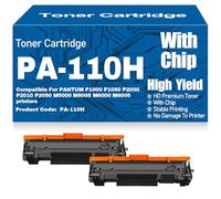 Cartouches de Toner PA-110H compatibles Haute capacité pour PANTUM P1000 P1050 P2000 P2010 P2050 M5000 M5005 M6000 M6005 avec Puce,PA 110H-2PC
