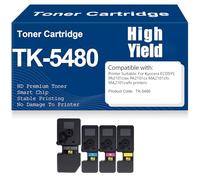 Cartouches de Toner TK-5480 Noir, Cyan, Jaune et Magenta Haute capacité compatibles pour Kyocera ECOSYS PA2101cwx PA2101cx MA2101cfx MA2101cwfx avec Puce,4Pack-TK 5480