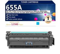 Cartouches de Ttoner Compatibles CF450A CF451A CF453A CF452A pour HP Color LaserJet Enterprise M652n M652dn M653dn M653x 653dh MFP M681f Imprimante, Haute Capacité 12500 Pages,Cyan-1 Pack