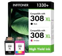 Cartouches d'encre 308 XL 6120e 6132e pour HP 308 Noir et Couleur
