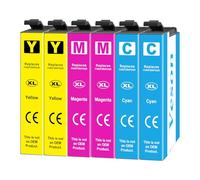 Cartouches d'encre 405XL Compatibles avec Epson Workforce Pro WF-3820 WF-3825 WF-4820 WF-4825 WF-4830 Workforce WF-7830 WF-7835 WF-7840 WF-7310, 2 Cyan, 2 Magenta, 2 Jaune
