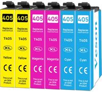 Cartouches d'encre 405XL pour Epson 405 XL Compatibles avec Epson Workforce Pro WF-3820DWF WF-3825DWF WF-4820DWF WF-4825DWF WF-4830DTWF Workforce WF-7830 WF-7835 WF-7840, 2 Cyan, 2 Magenta,2 Jaune