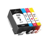 Cartouches d'encre 920XL Lot de 4, Compatible avec HP, 6000 6500 | 6500A, 7000, 7500, 7500A, noir 50ml, cyan magenta jaune 16ml, avec puce, 4 couleurs(920XL-1set)