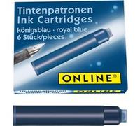 ONLINE 6x Recharges d'encre pour stylos-plumes I compatible avec Pelikan, Stabilo, Schneider etc I encre bleu roi I cartouches d'encre universelles pour stylos-plumes I effaçables et lavables