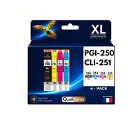 Cartouches d'encre compatibles Canon PGI-520XL CLI-521 - Pack de 4 - Multicolore Noir Cyan Magenta Jaune - Haute capacité 23/12 ml