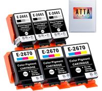 Cartouches D'Encre Compatibles Epson 266 Et 267, 2661 T2661 T2661 T2670, Fonctionne Pour Imprimante Epson Workforce Wf-100W Wf-110W Avec Encre Pigmentée, Lot De 6 (3 Noirs, 3 Coule[ENC943285]
