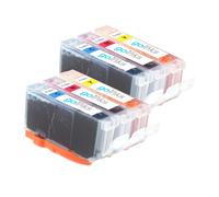 Cartouches d'encre compatibles Go Inks C/M/Y - 6 cartouches (2 Cyan, 2 Magenta, 2 Jaune) pour Canon CLI-521 et imprimantes PIXMA