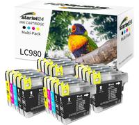 Cartouches d'encre compatibles pour Brother LC-980 LC-1100 Cartouche d'encre pour DCP-145C DCP-195C DCP-165C MFC-250C MFC-490CW MFC-5490CN MFC-5890CN (8 Noir, 4 Cyan, 4 Magenta, 4 Jaune)