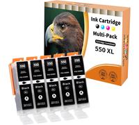 Cartouches d'encre compatibles pour Canon PGI-550 PGBK - Pour Pixma IP7250 IP8750 IX6850 MG5450 MG5550 MG5650 MG5655 MG6350 MG6450 MG6650 MG7150 MG7550 MX72550 MX925. (5 PGBK)