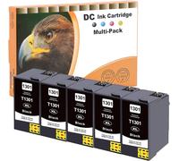 Cartouches d'encre compatibles pour Epson 13XL T1301 pour Epson Stylus B42WD BX-525WD BX-535WD BX-625FWD BX-630FW BX-635FWD BX-925FWD BX-935FWD SX-525WD SX-535WD SX-620FW WorkForce 525 630 5xNoir