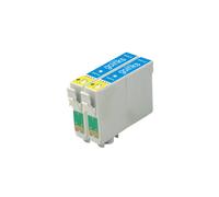 Cartouches d'encre cyan compatibles 2x T0802 pour Epson Stylus Photo - remplacement non OEM