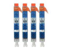 Go Inks 4 Cartouches d'encre Cyan pour remplacer Canon CLI-571C Compatible/Non-OEM pour PIXMA Imprimantes C-571C-4 Haute capacité (XL)