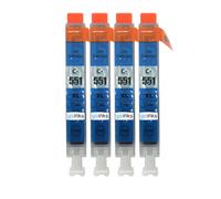 Cartouches d'encre cyan compatibles 4x12ml Go Inks pour Canon CLI-551C PIXMA