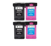 Cartouches d'encre de remplacement 300XL 300 Compatible avec 300 XL compatibles avec les modèles d'imprimante - F4280 F4580 D2560 D2660 D5560 100 110 120 Photosmart C4680 300XL 300(2bk and 2color)