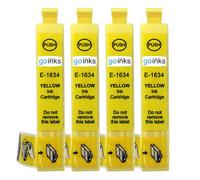 Cartouches d'encre jaune compatibles Go Inks 4x T1634 pour Epson Workforce - remplacements non-OEM