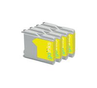 Go Inks Lot de 4 Cartouches d'encre Jaune remplaçant Les imprimantes Brother LC970Y et LC1000Y Non OEM pour imprimantes Brother DCP, MFC et FAX