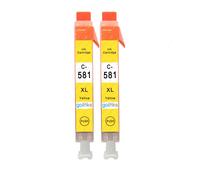 Cartouches d'encre jaune compatibles Go Inks - remplace Canon CLI-581Y, 2 cartouches pour PIXMA