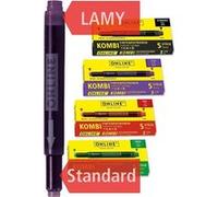 Cartouches d'encre - Longue - Pour stylo plume et roller - Noir - Rouge - Vert - Violet