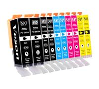 Cartouches d'encre PGI-580 CLI-581XXL Compatible avec Canon 580 581 XXL Multipack pour Canon Pixma TR8550 TR8500 TS9551 TS9550 TS8350 TS8251 TS8150 TR7550 TS6150 TS6350 TS6250 TS6151 TS705, 10 Paquets