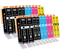Cartouches d'encre PGI-580 XXL CLI-581 XXL Compatibles pour Canon 580 581 pb pour Pixma TS8150 TS8151 TS8152 TS8250 TS8251 TS8252 TS8350 TS8350a TS8351 TS8351a TS8352 TS9150 TS9155, Paquet de 12