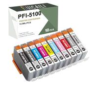 Cartouches d'encre pigmentée PFI-5100 PFI 5100 Pack de 10 de 14,5 ML chacune, Soit Un Total de 145 ML, remplaçant Compatible, Fonctionne pour l'imprimante Canon ImageProGRAF PRO-310