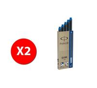 Cartouches d'encre - Quink - Parker - Bleu - Plume Moyenne - Paquet de 10