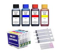 Cartouches d'encre Rechargeables Compatible avec Epson 604 XL + 400 ML d'encre de Recharge pour Expression Home XP-2200 2205 3200 3205 4200 4205, Workforce WF-2910 2930 2935 2950